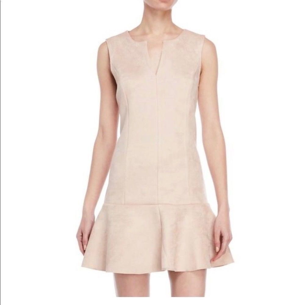 Bcbg MAXAZRIA faux suede flounce dress pale pink Large